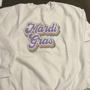 Gildan White Mardi Gras Sweater